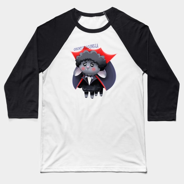 Count Drac-ewe-la Baseball T-Shirt by Art by Angele G